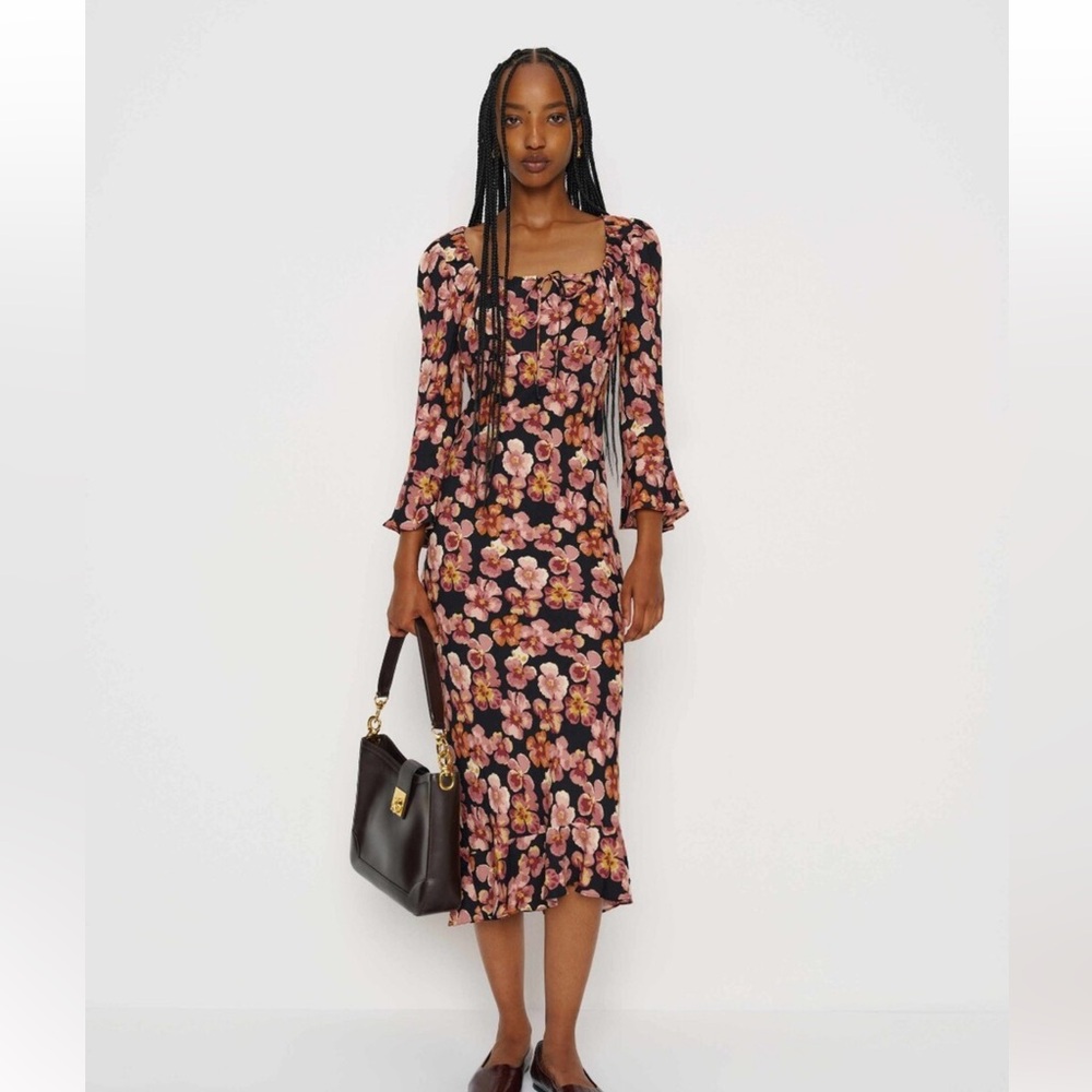 Reformation Kiley Dress Midi Long Sleeve Size 4